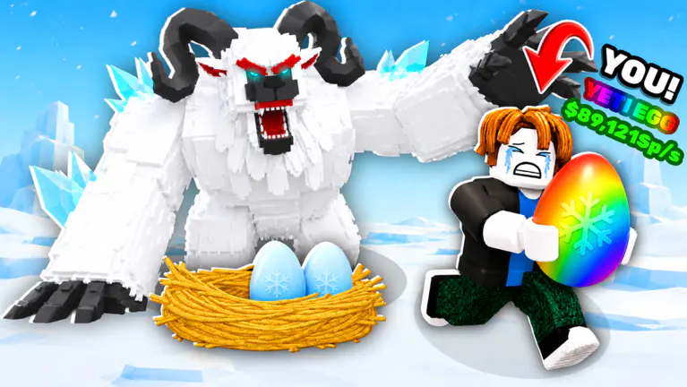 Official artwork showing a mutated egg and a yeti